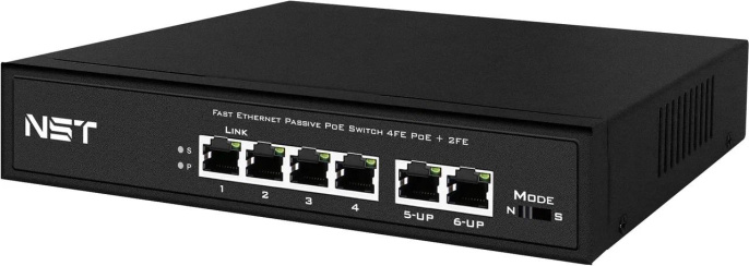 Passive PoE коммутатор Fast Ethernet/ Passive PoE коммутатор Fast Ethernet на 6 портов. Порты: 4 х FE 10/100 Base-T, 52V 4,5 + 7,8 – совместимы с PoE IEEE 802.3af/at , 2 x FE 10/100 Base-T Uplink. Совместим со стандартами PoE IEEE 802.3af/at. Мощно