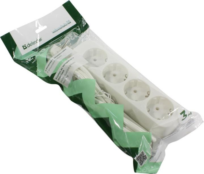 Сетевой удлинитель Defender E430, 3м, белый [99226]