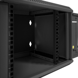 Шкаф телекоммуникационный 10" настенный 6U ExeGate EC-WM-6U.280.G.BLACK (10”, 6U, 350x280x287mm (ШхГхВ), передняя дверь закаленное стекло, пыле- и влагозащита IP23, черный RAL 9004) EX298624RUS