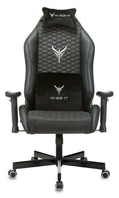 Кресло игровое Knight Neon черный соты экокожа с подголов. крестов. металл (KNIGHT NEON CARBON)