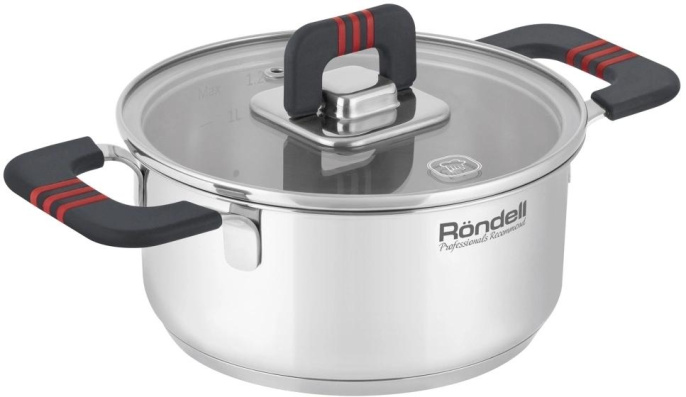 Кастрюля 1.2л Rondell Stripes RDS-1636, нержавеющая сталь, с крышкой