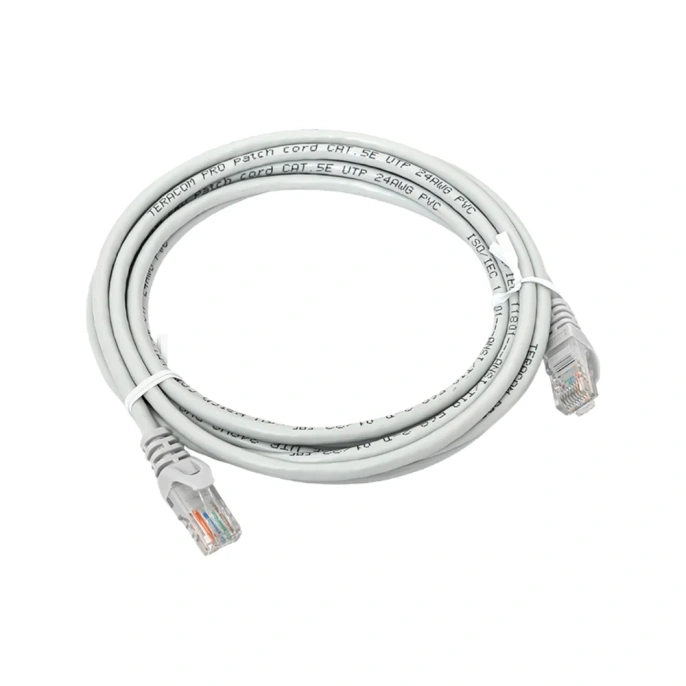 Неэкранированный патч-корд EKF teracom cat.5e 1гбит/с utp оболочка pvc серый 3м TRC-5EUTP-PVC-3M-GY