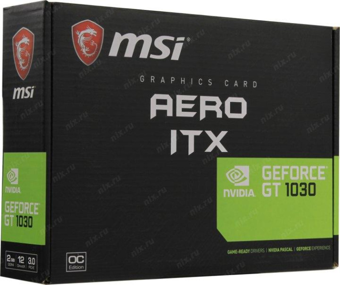Видеокарта MSI NVIDIA GeForce GT 1030 GT 1030 AERO ITX 2GD4 OC 2ГБ DDR4, OC, Ret