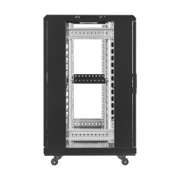 Шкаф телекоммуникационный 19" напольный 18U ExeGate EC-FS-18U.600.600.G.BLACK 19”, 18U, 600x600x987mm ШхГхВ , передняя дверь закаленное стекло, задняя перфорированная дверь, EX301398RUS