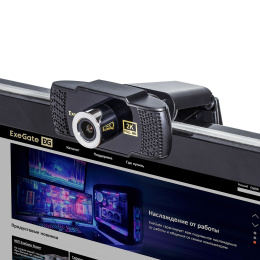 Веб-камера ExeGate BusinessPro C922 2K (4Мп, 2560x1440, 30fps, ручной фокус, 4-линзовый объектив (стекло), микрофон с шумоподавлением, универсальное крепление, USB, кабель 1,5 м, Windows® 7/8/10/11, Mac OS 10.6 и выше, Chrome OS™, Android 5.0 и выше, черн