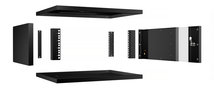 Cabeus WSC-05D-4U55/45-BK Шкаф телекоммуникационный настенный 19" 4U, серия LIGHT разборный, дверь стекло, цвет черный