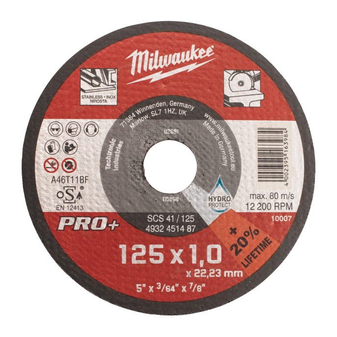 Диск отрезной Milwaukee PRO+ SCS41 125x1 4932451487 по металлу, внутренний диаметр диска: 22мм
