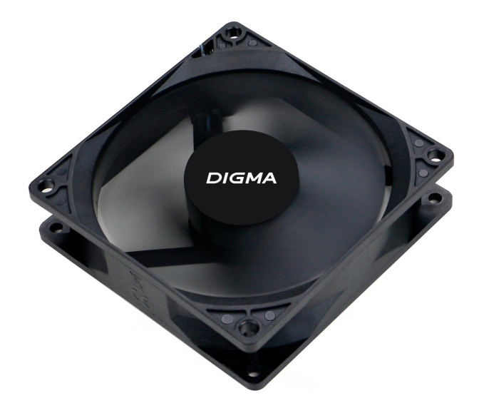 Вентилятор Digma DFAN-90 90мм, 3-pin, от БП:4-pin Molex , 1800об/мин, 23 дБ, черный, Ret