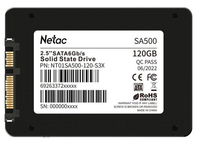 SSD накопитель NETAC SA500 NT01SA500-120-S3X 120ГБ, 2.5", SATA III, SATA