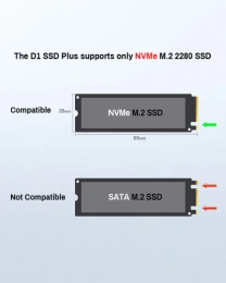 Внешний корпус для SSD высокой скорости TerraMaster D1 SSD PLUS DAS/up to 1 SSD PCIe NVMe M.2 2280/1xUSB4 40Gbps /1YW