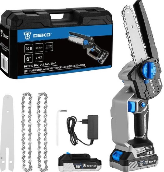Цепная пила Deko DKCHS 20V, 6 20Вт дл.шины:6" 15cm 083-2014