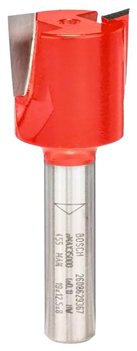 Фреза Bosch 2.608.629.367 пазовая, обрабатываемый материал: дерево/искусственный камень, материал режущей части твердый сплав, рабочая длина 12.5 мм, рабочий диаметр 19 мм, диаметр хвостовика 8 мм