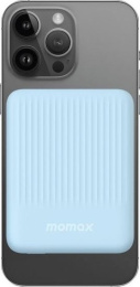 Внешний аккумулятор Momax IP122 Q.Mag Minimal 5000mAh Light Blue IP122B магнитный, функция быстрой зарядки, индикатор заряда, 2хUSB Type-C, совместимость: устройства Apple iOS iPhone 12–16 серий