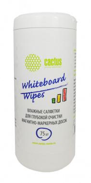 Влажные салфетки Cactus CS-WB075,  75 шт (туба) для маркерных досок