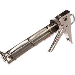 Полуоткрытый пистолет для герметика 310мл, хром, зубчатый шток 7мм MATRIX 88640