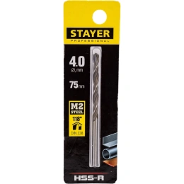 Сверло Professional по металлу HSS-R (4х43х75 мм; М2; DIN 338) Stayer 29602-4