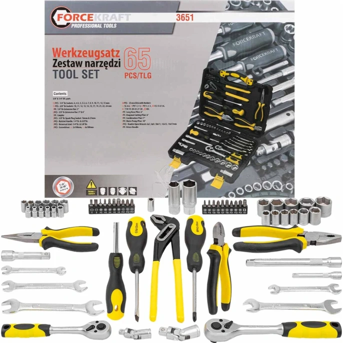 Набор инструментов Forcekraft 65 предметов 1/4''3/8'' FK-3651(47699)