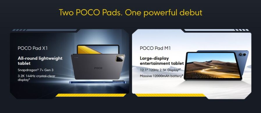 POCO показала дизайн новых планшетов Pad X1 и Pad M1