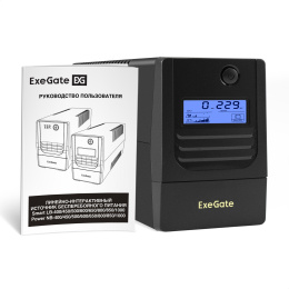 ИБП ExeGate Smart LB-450.LCD.AVR.2SH 450VA/270W, LCD, AVR, 2*EU/Тип F Schuko , батарея 12V 4.5Ah, Black EX299633RUS