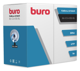 Кабель сетевой Buro BU-CCA-050-BL UTP, кат.5E, 305м, 4 пары, 0.50мм, алюминий омедненный, одножильный, синий