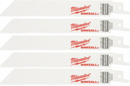 Полотно для сабельной пилы Milwaukee Sawzall 150х10/14 5шт (48005292) (биметаллическая конструкция, для резки дерева, металла, пластика)