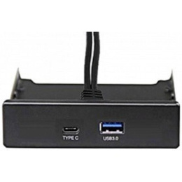Планка USB на переднюю панель ExeGate U3H-617, 3,5", 1*USB3.0+1*TypeC, черная, металл, подсоединение к мат. плате EX280447RUS