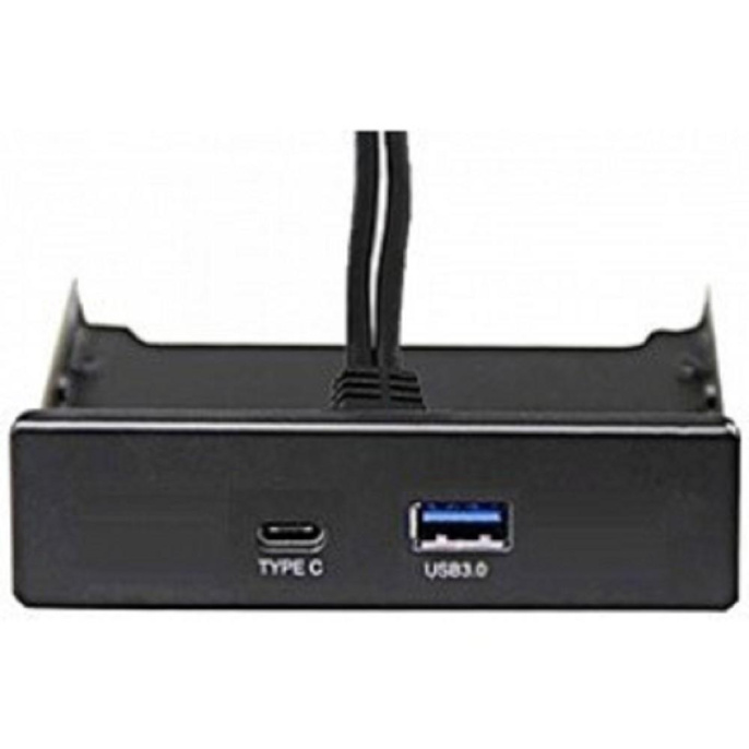 Планка USB на переднюю панель ExeGate U3H-617, 3,5", 1*USB3.0+1*TypeC, черная, металл, подсоединение к мат. плате EX280447RUS