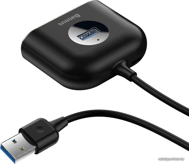 Хаб Baseus CAHUB-AY01 Square Round 4 in 1 USB HUB Adapter USB3.0 to 1xUSB3.0 + 3xUSB2.0 с кабелем 1m Black