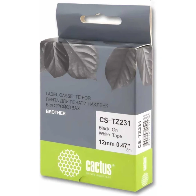 Ленточный картридж Cactus tze-231 черный, для brother 1010/1280/1280vp/2700vp CS-TZ231