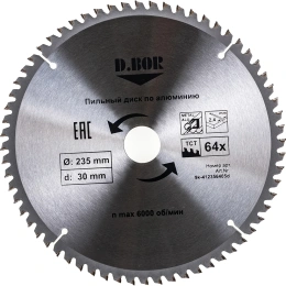 Диск пильный по алюминию (235х30/25.4 мм; Z64) D.BOR 9K-412356405D