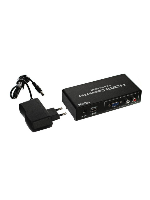 Конвертер VCOM DD491 VGA to HDMI Converter VGA 15F +2xRCA-- HDMI 19F + б.п.