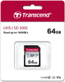 Карта памяти SDXC UHS-I U1 Transcend 300S 64 ГБ, 100 МБ/с, Class 10, TS64GSDC300S, 1 шт., без адаптера