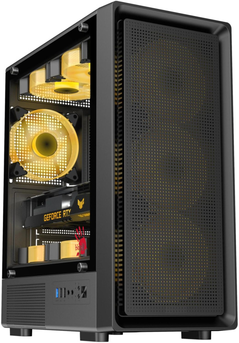 Корпус mATX BLOODY BD-CC118, Midi-Tower, без БП, черный [bd-cc118-bk]