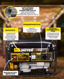 Генератор Huter DY2500L 2.2кВт 64/1/3