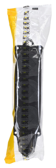 Блок силовая IEK Омега, тройная, 3 розетки, открытая, заземление, IP44, черный [pkr61-016-2-k02]