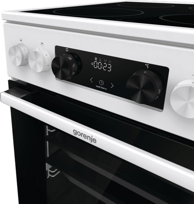 Электрическая плита Gorenje GEC5C42WG, стеклокерамика, без крышки, белый