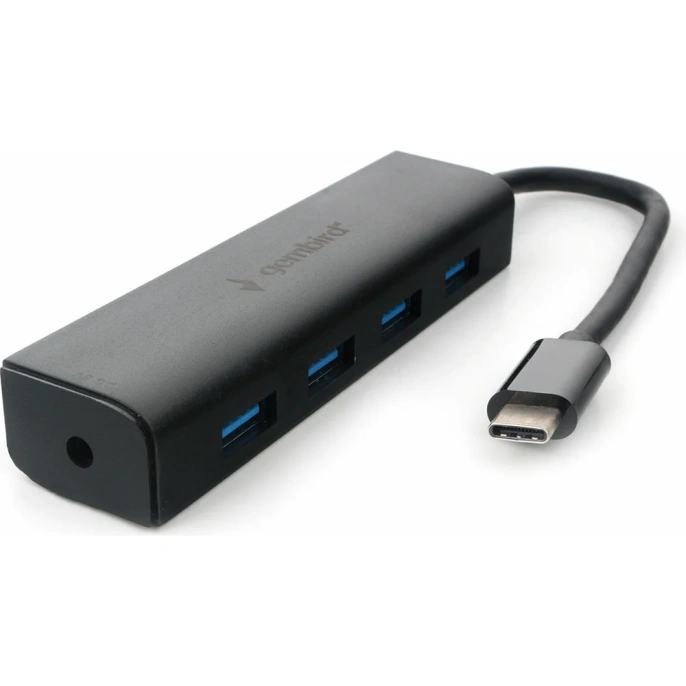 Концентратор USB 3.0 Gembird 4 порта, Type-C, с дополнительным питанием UHB-C364
