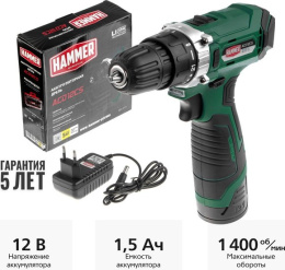 Дрель-шуруповерт аккумуляторная Hammer ACD12CS