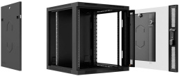 Cabeus SH-05F-9U60/45-BK Шкаф телекоммуникационный настенный 19" 9U 600x450x501mm (ШхГхВ) дверь стекло, цвет черный (RAL 9004)