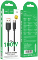 Кабель Hoco X115, USB Type-C m - USB m , 1.2м, 5A, черный [51974]