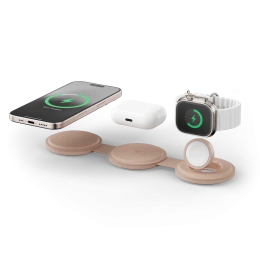 Переносное зарядное устройство Satechi Qi2 OntheGo 3-in-1 Wireless Charger. Цвет: нежно-розовый (ST-QTG31R)
