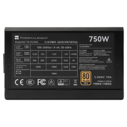 Блок питания ПК/ Power Supply Thermalright, 750W 80+ Gold ATX, 3.0, PCIe 5.0, Non-modular, 1x24 20+4 pin, 1xCPU 8 4+4 pin, 2xPCIe*2 8 6+2 pin, 5xSATA3, 1x12+4pin 12VHPWR PCIe 5.0 12+4pin 600mm , 3xMOLEX4pin, Active, 120x120mm, 150x140x86mm, APFC, black (T