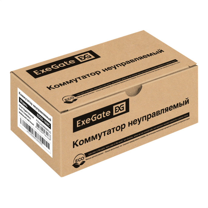 Коммутатор неуправляемый ExeGate EDGS-1008C (8-портовый гигабитный UTP 10/100/1000 Base-T, с функцией энергосбережения (EEE), настольный/настенный) EX298688RUS