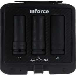 Набор торцевых ударных удлиненных головок Inforce (1/2"; 17, 19, 21 мм) 11-01-262
