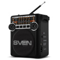 Радиоприемник SVEN SRP-355, черный мощность 3 Вт RMS , FM/AM/SW, USB, SD/microSD, фонарь, встроенный аккумулятор