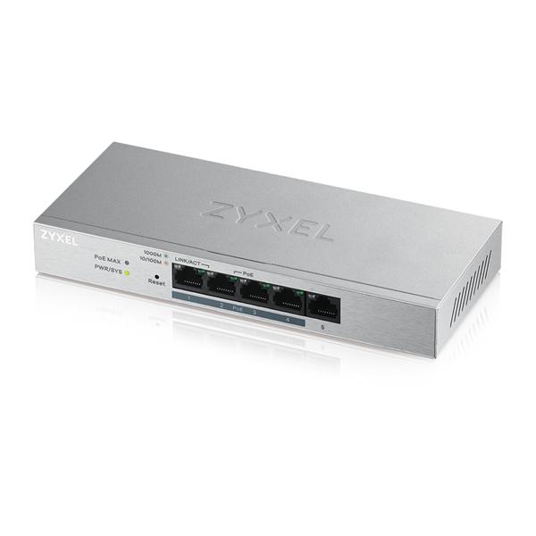 Коммутатор Smart L2 коммутатор PoE+ Zyxel GS1200-5HP v2, 5xGE 4xPoE+ , настольный, бесшумный, с поддержкой VLAN, IGMP, QoS и Link Aggregation, бюджет PoE 60 Вт GS1200-5HPv2-EU0101F