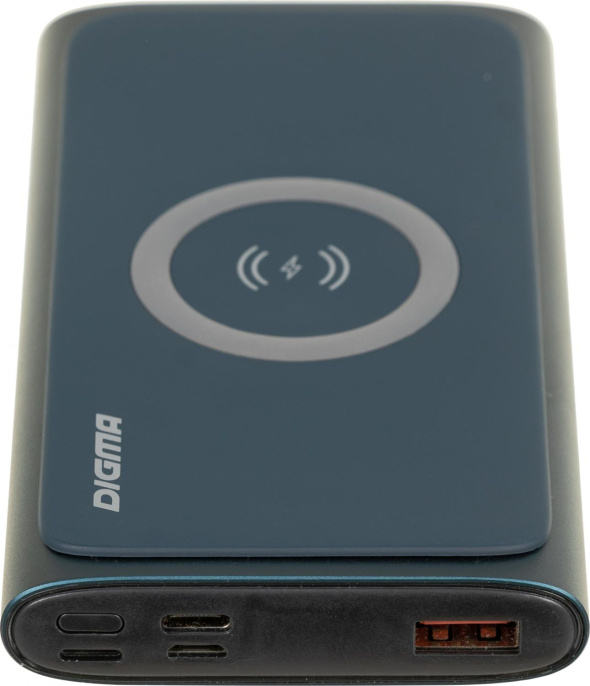 Мобильный аккумулятор Digma DGPQ10G 10000mAh QC3.0/PD3.0 22.5W 3A USB-A/USB-C беспров.зар. синий DGPQ10G22CBL