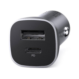 Автомобильное зарядное устройство UGREEN CD130 30780 USB-C PD+USB-A QC 24W Fast Car Charger. Цвет: серый космос