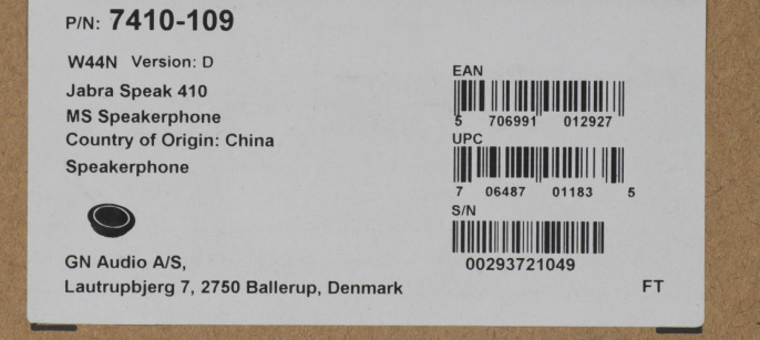Спикерфон Jabra Speak 410 MS, черный [7410-109]