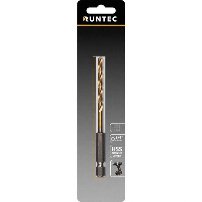 Сверло по металлу HSS-TiN 6x111 мм, HEX RUNTEC RT-DS6